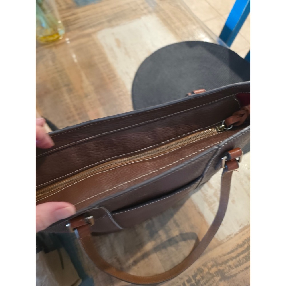 Dooney & Bourke Pebble Grain Leather Tote Bag Brown Shoulder Bag Zip Top - Picture 9 of 12